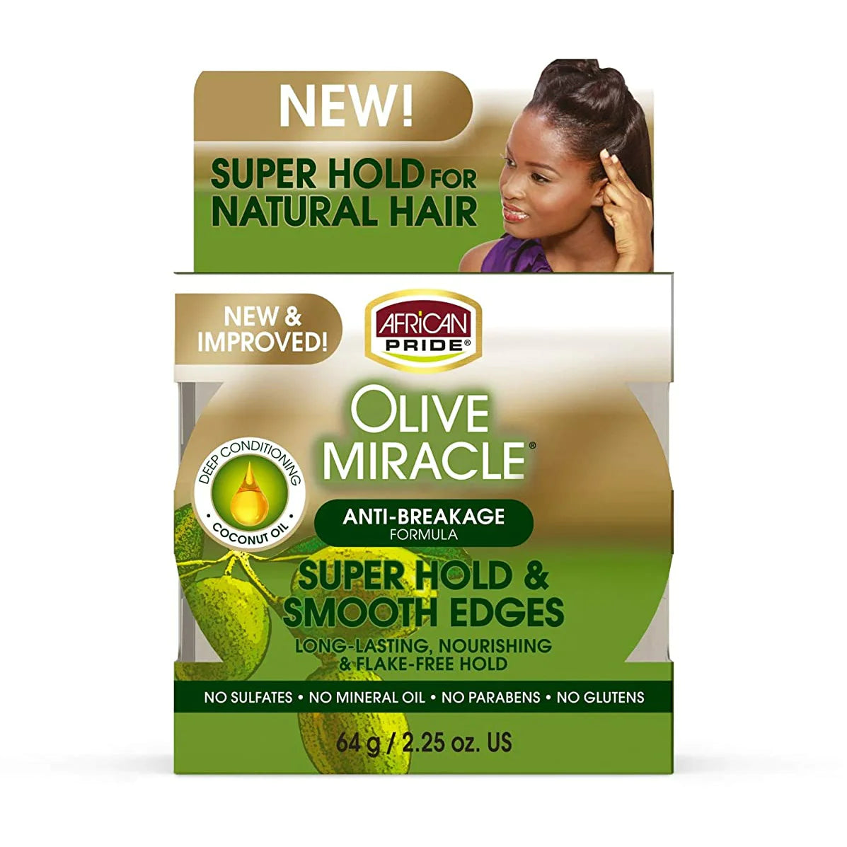 GEL COIFFANT EDGES / AFRICAN PRIDE OLIVE MIRACLE