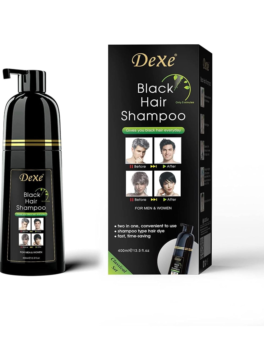 Shampooing instantané pour cheveux noirs, shampooing teinture